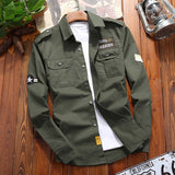 Men's Shirts Military Cotton Shirt Khaki Casual Retro Slim Fit with Pocket Long Sleeve Vintage Jacket Streetwear Drop Shipping