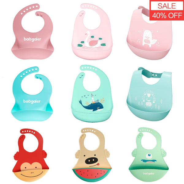 Baby Bibs Waterproof Silicone Feeding Baby Saliva Towel Newborn Cartoon Aprons Baby Bibs Adjustable Different styles of Bibs